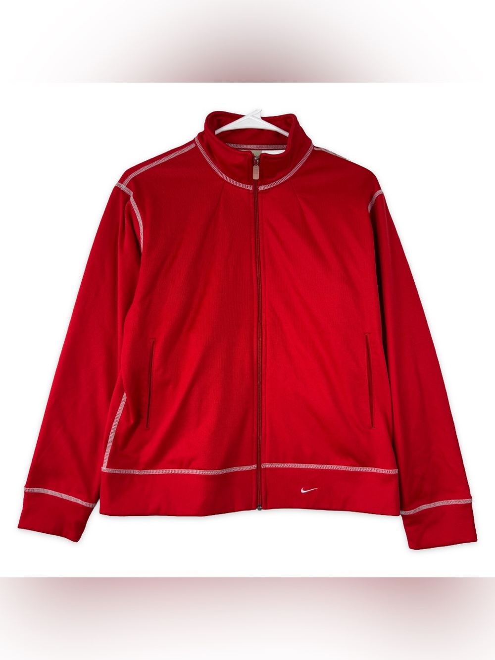 Nike Presto Full Zip Hooded Jacket Womens M Medium Red Long Sleeve Pockets